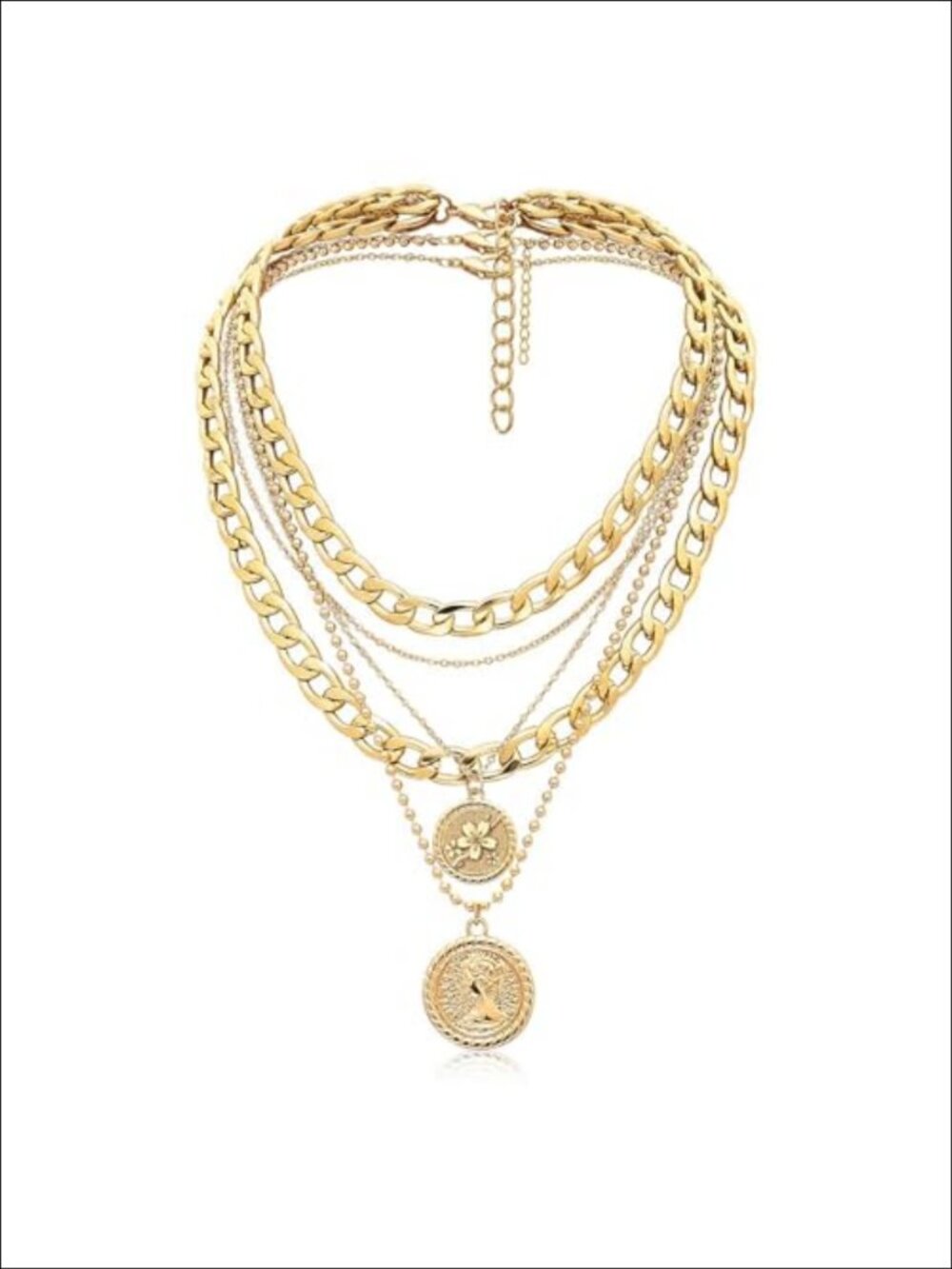 MJartoria Gold Layered Coin Pendant Necklace Set Retro Birthflower Dainty
